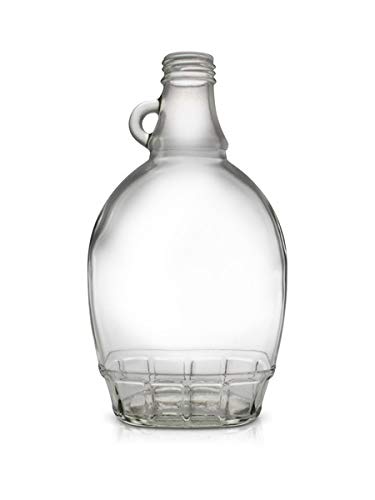 North Mountain Supply 8 Ounce Glass Maple Syrup Bottles with Loop Handle & White Metal Lids & Shrink Bands - Case of 12
