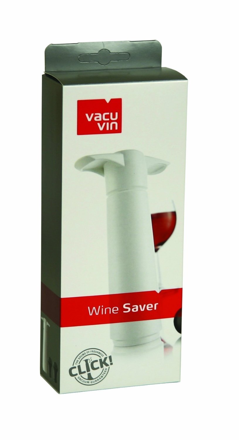 The Original Vacu Vin Wine Saver with 1 Vacuum Stopper, White