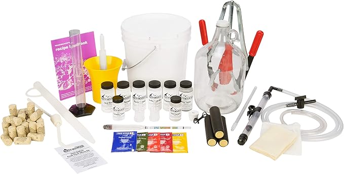 North Mountain Supply 1 Gallon Wine Making Kit - 38 Piece Complete Set With Ingredients For 30 Gallons