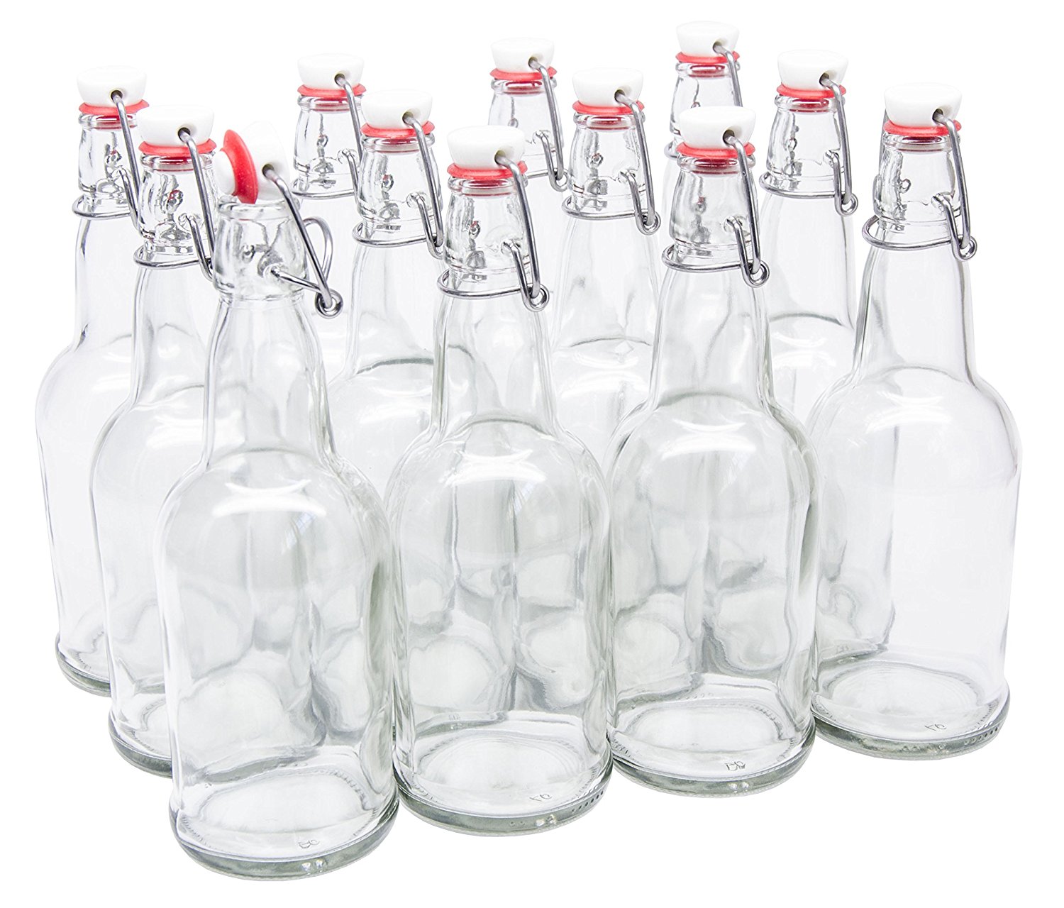 North Mountain Supply Clear 16 oz Glass Grolsch-Style Beer Bottles - With  Ceramic Swing Top Caps - Case of 12