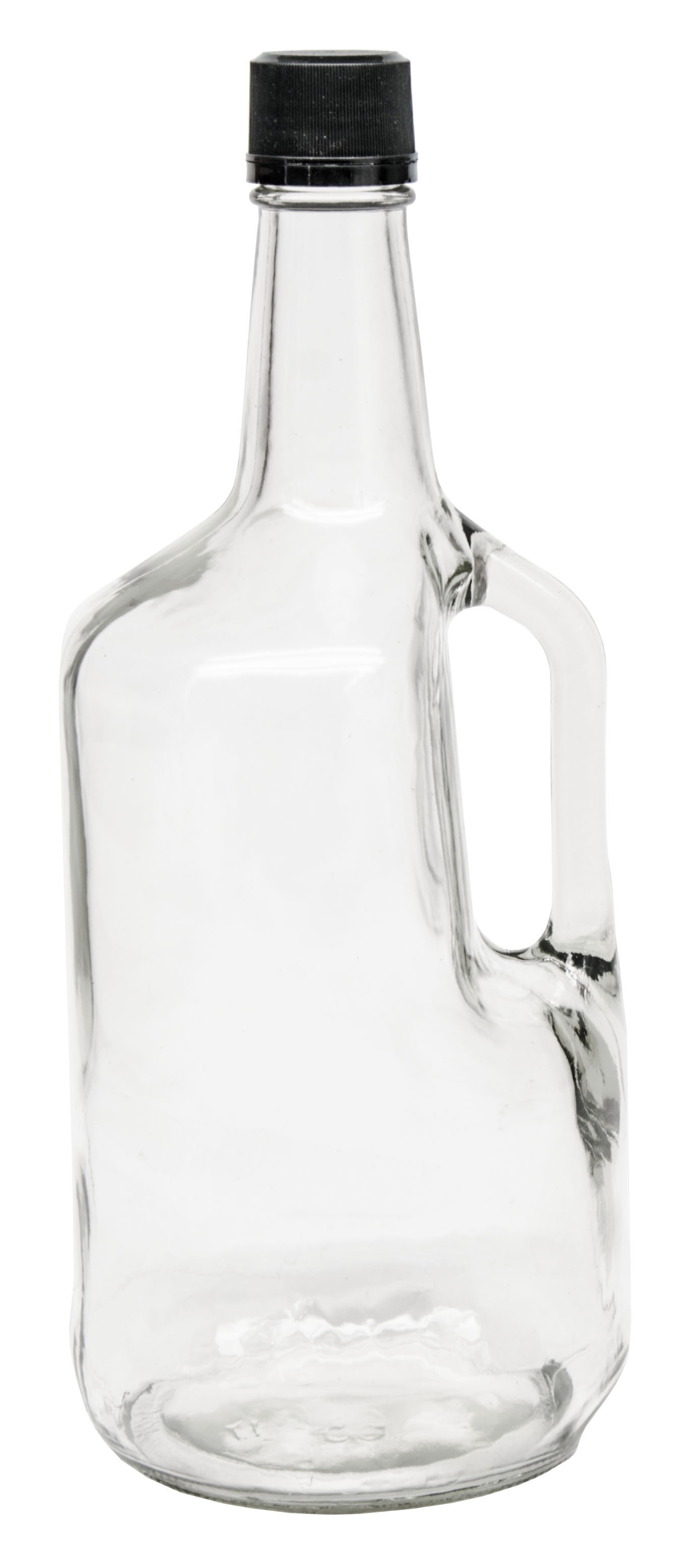 Clear Glass Liquor Bottles w/ Black Polypropylene Tamper Evident