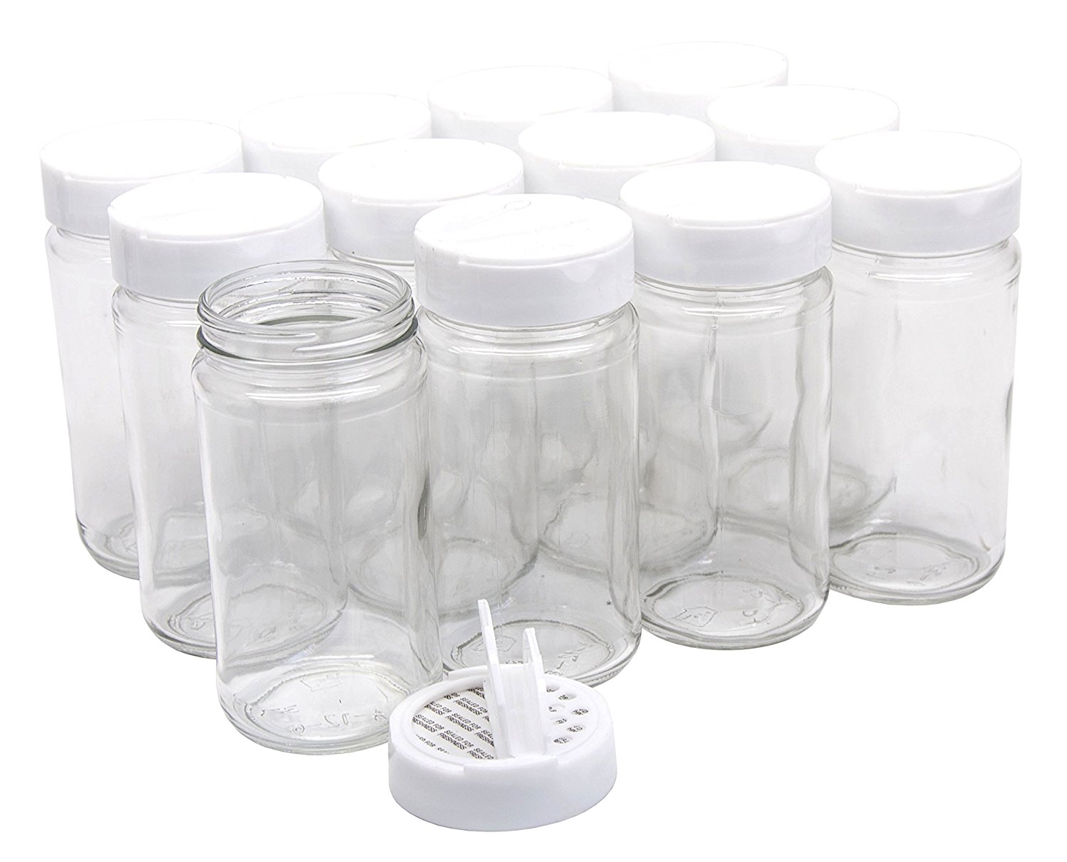 Pinnacle Mercantile 2 oz Glass Jars Containers Spice Straight Sided with  White Metal Lids 24 ct