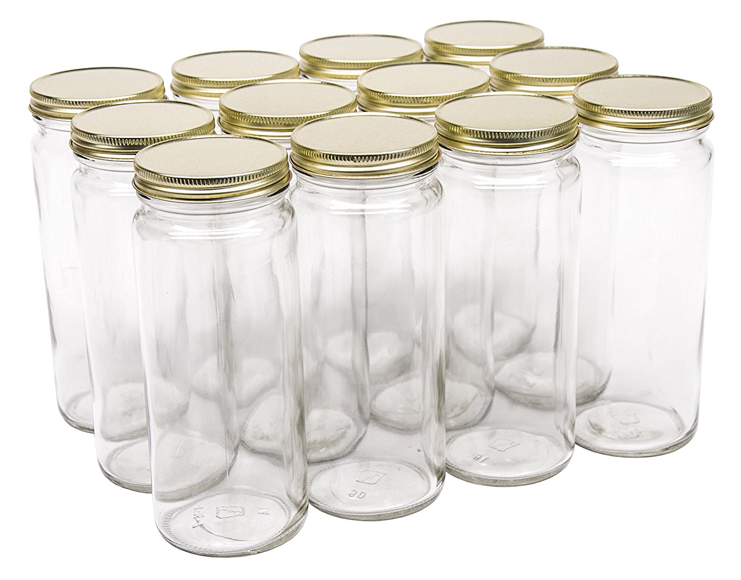 Tall Clear Glass Jar with White Lid, 16 oz