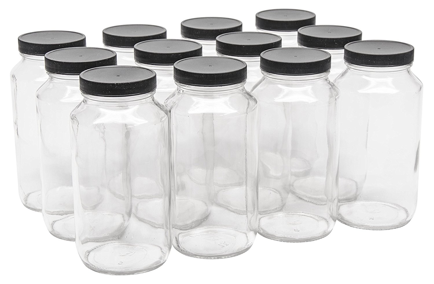 NMS 24 Ounce Glass Tall Straight Sided Mason Canning Jars - With 63mm Black  Plastic Lids - Case of 12 > North Mountain Supply