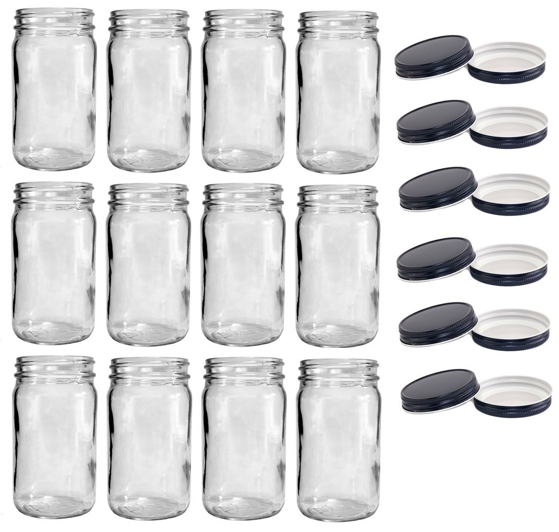 NMS 16 Ounce Glass Regular Mouth Mason Canning Jars - Case of 12