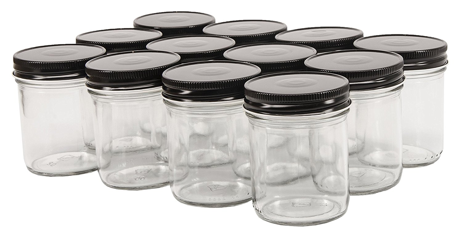 NMS 8 Ounce Glass Tall Mason Canning Jars 58mm Mouth - Case of 12 - With  Black Lids > North Mountain Supply