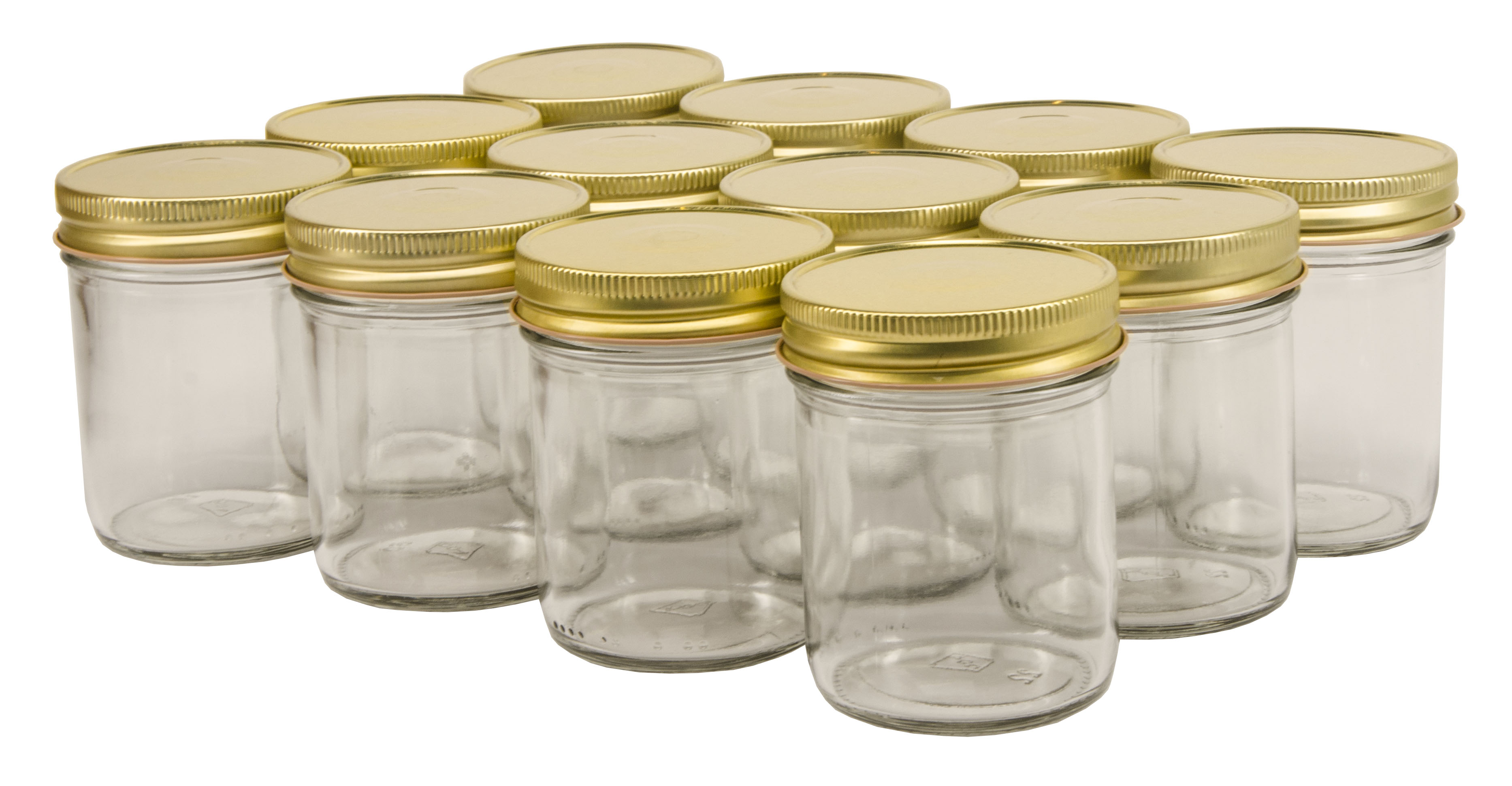 NMS 8 Ounce Glass Straight Sided Regular Mouth Canning Jars - Case