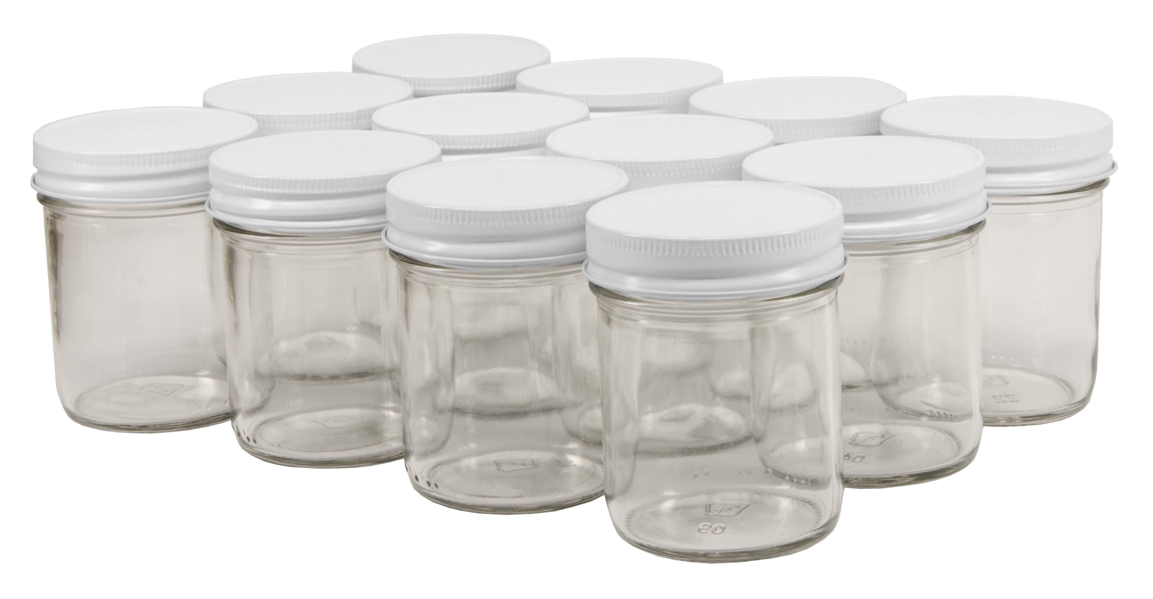 Straight Sided Glass Jar with White Lid, 16 oz