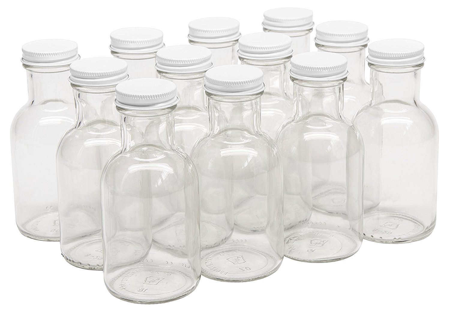 NMS 12 Ounce Glass Maple Syrup Bottles with Loop Handle & White Metal Lids  - Case of 12 > North Mountain Supply