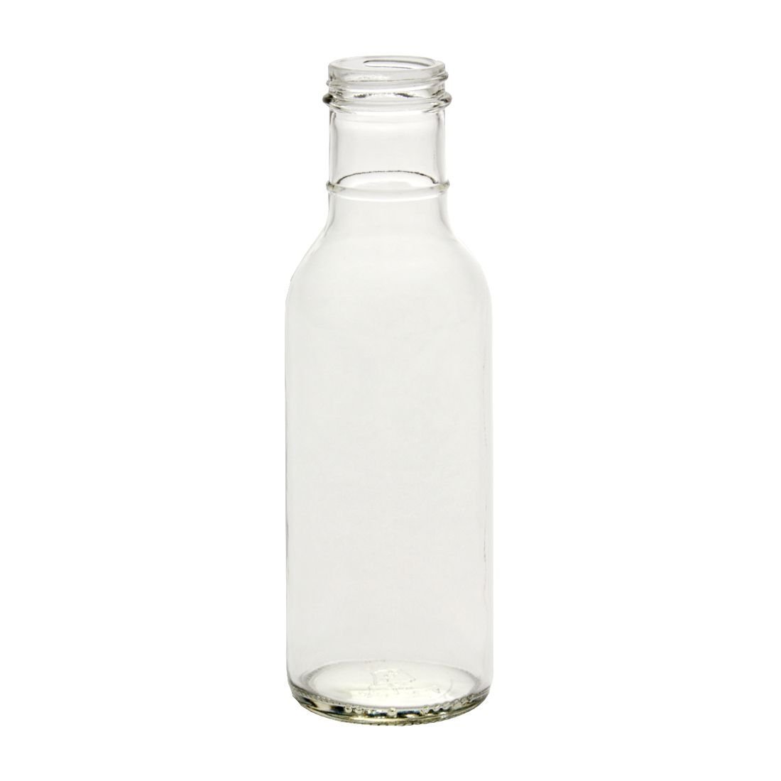 NMS 12 Ounce Glass RingNeck Sauce Bottle With 38mm Black Plastic