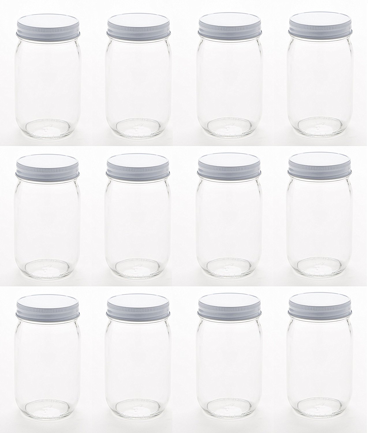 NMS 16 Ounce Glass Regular Mouth Mason Canning Jars - Case of 12 - With  Black Lids > North Mountain Supply