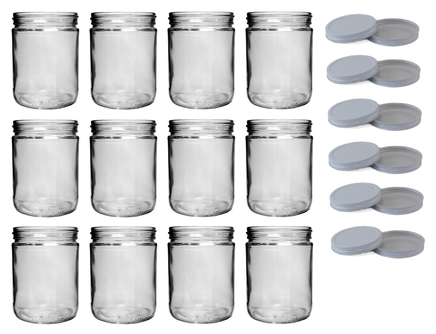 NMS 16 Ounce Glass Wide Mouth Straight-Sided Canning Jars - Case