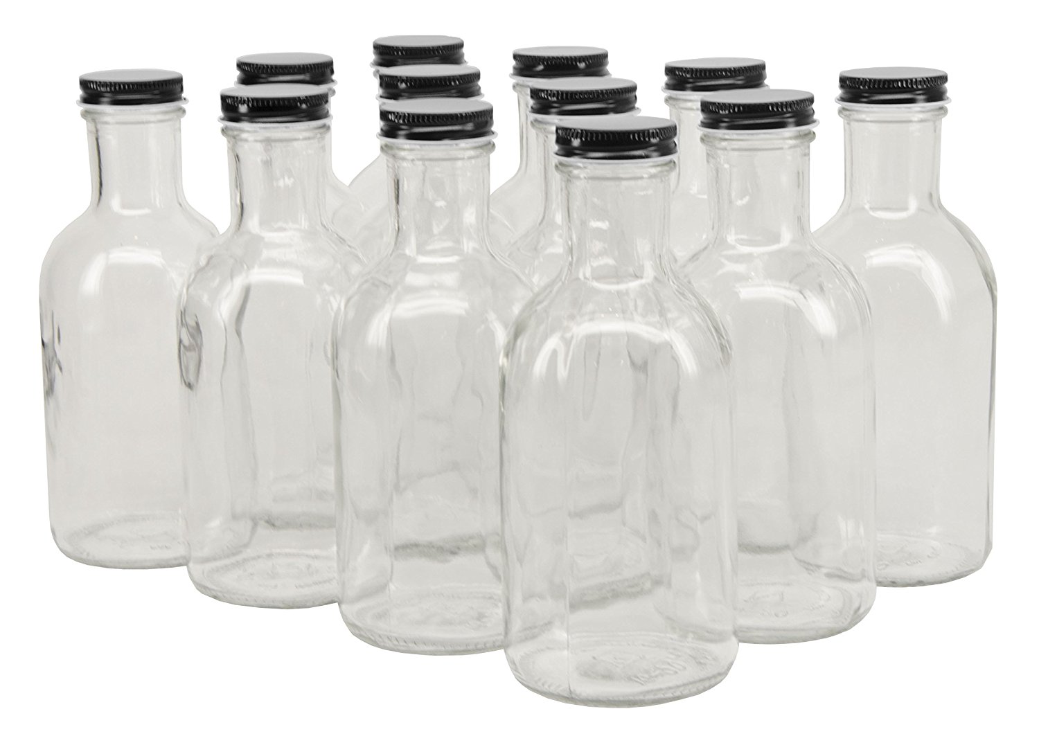 NMS 16 Ounce Glass Stout Sauce Bottle - Case of 12 - With 38mm Black Metal  Lids > North Mountain Supply