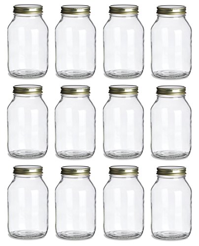 NMS 32 Ounce Glass Regular Mouth Mason Canning Jars - Case of 12 - With  Gold Lids > North Mountain Supply