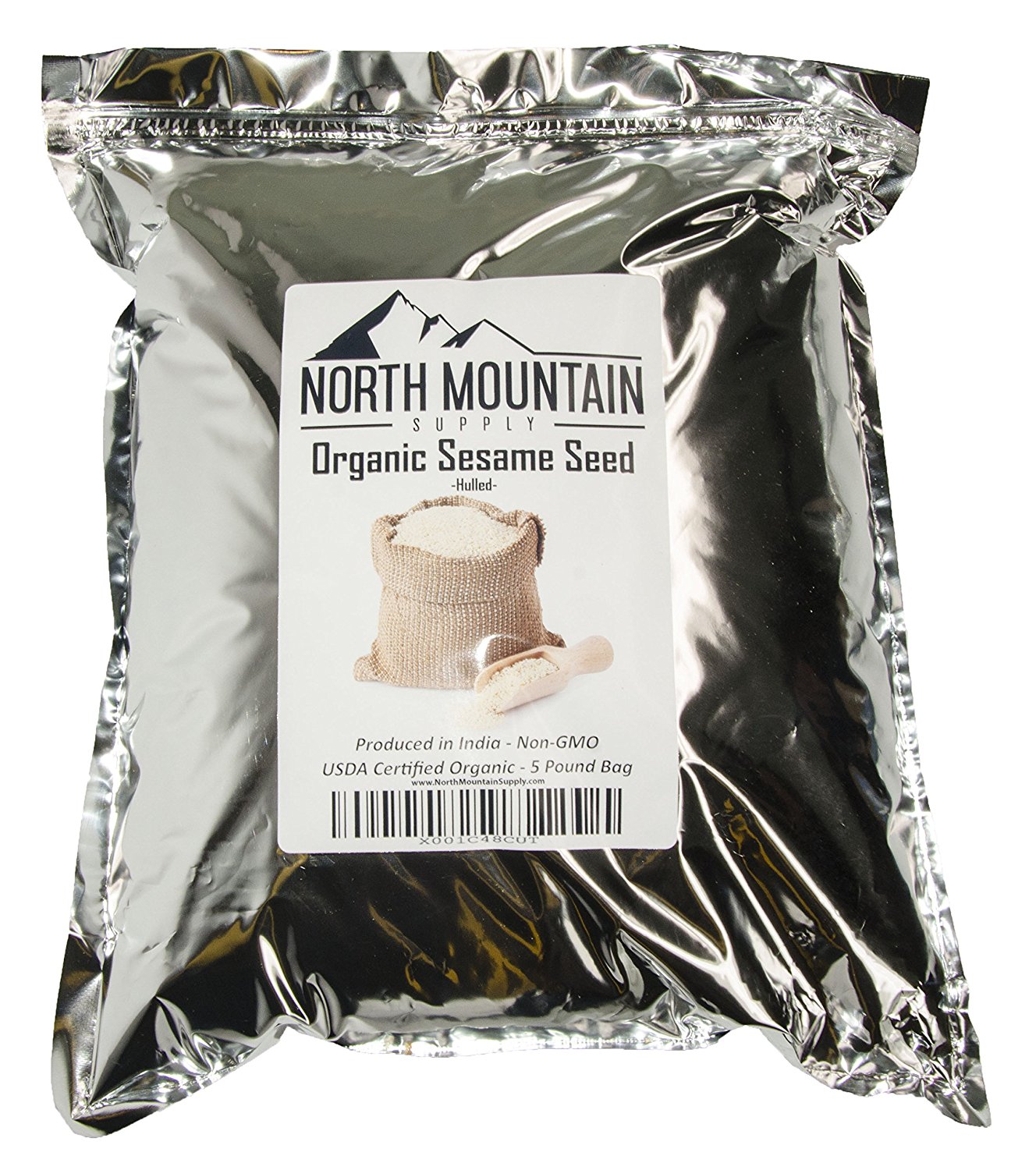 NMS Organic Raw Sesame Seed Hulled Produced in India (5 Pounds