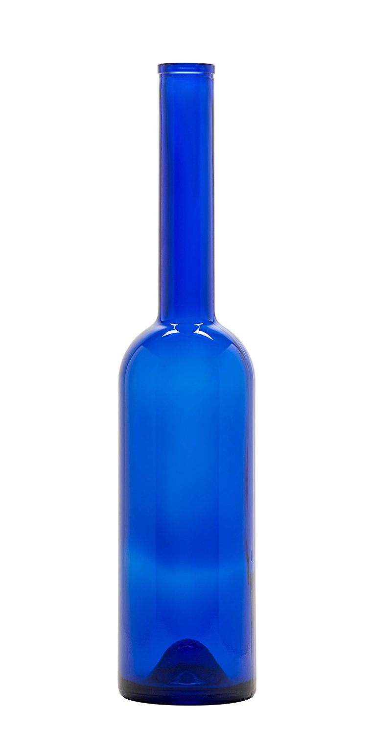 North Mountain Supply 500ml Cobalt Blue Glass Opera Wine/Spirits Bottle Bar Top Finish Case of