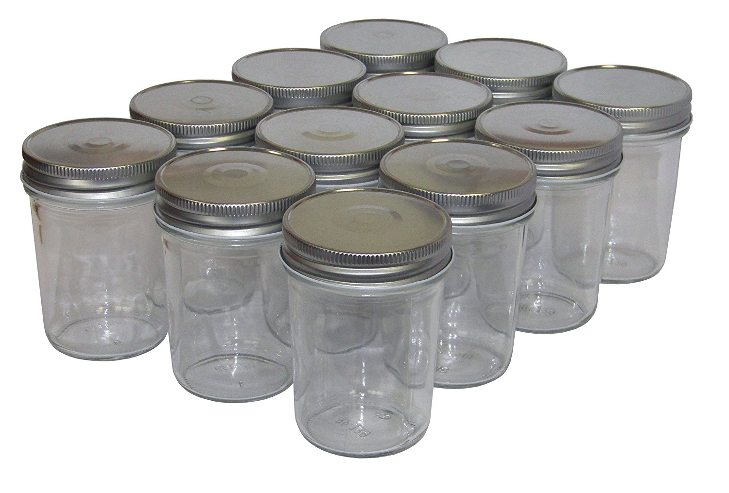 NMS 8 Ounce Glass Regular Mouth Tapered Canning Jars Case of 12