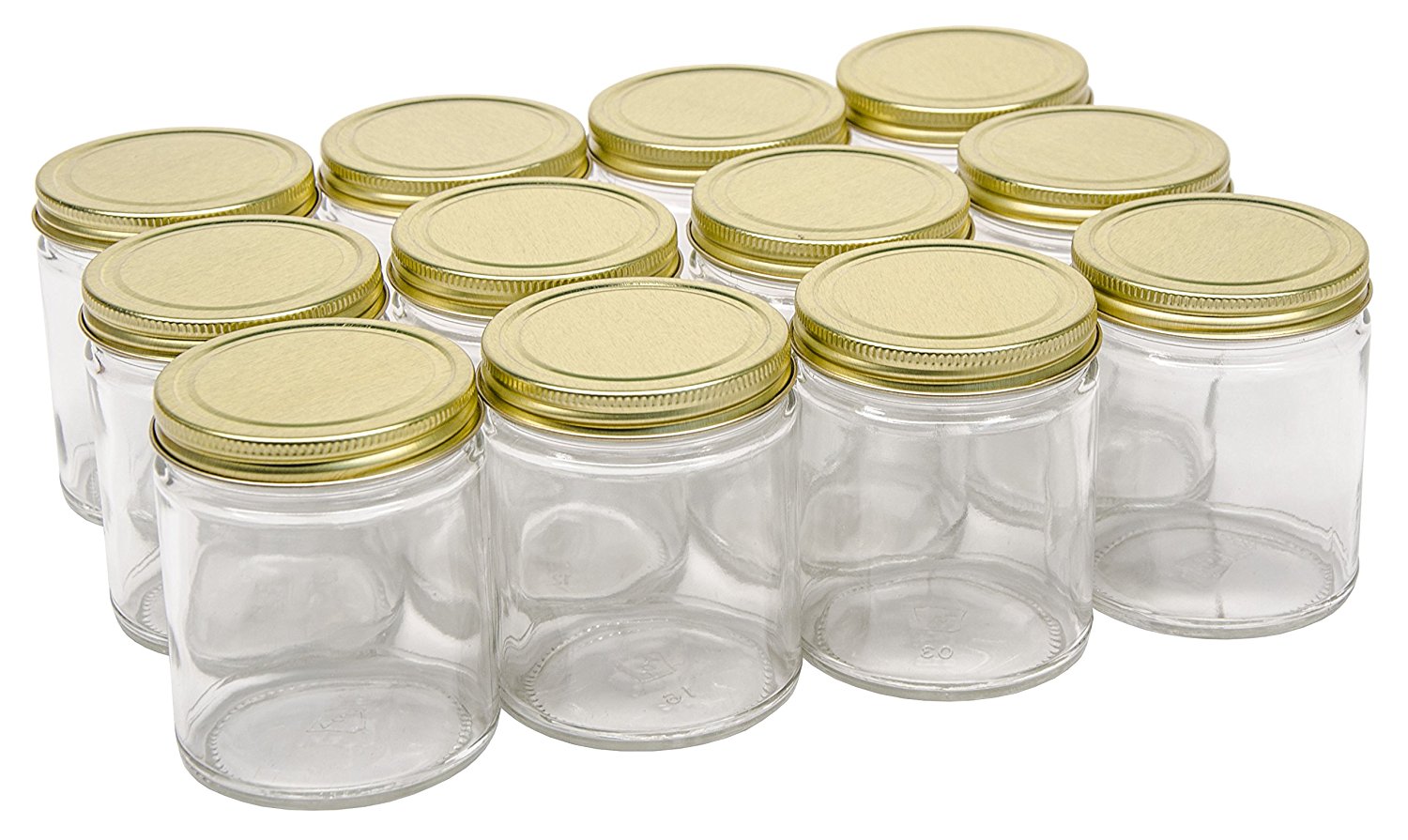 NMS 4 Ounce Glass Tall Straight Sided Spice/Canning Paragon Jars - Case of  12 - With 48mm Gold Lids