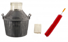 North Mountain Supply Wide Mouth Glass Demijohn/Carboy with Plastic Basket - 10 Liter (Approx. 2.64 Gallon) -includes Cheesecloth, Rubber Band, and Cleaning Brush