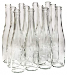 North Mountain Supply 375 ml Clear/Flint Stretch Hock Wine Bottles Cork Finish - Case of 12