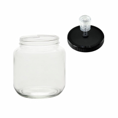 Wide Mouth Glass Fermentation Jar with Grommeted Lid and 2-Piece Airlock [1/2 Gallon, Clear Glass, Made in USA]
