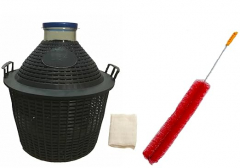 North Mountain Supply Wide Mouth Glass Demijohn/Carboy with Plastic Basket - 34 Liter (Approx. 9 Gallons) - Includes Cheesecloth, Rubber Band, and Cleaning Brush
