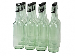 North Mountain Supply 750ml Clear Glass Flip Top Grolsch-Style Beer Brewing Fermenting Bottles - with Black Plactic Swing Top Caps - Pressure Tested - Case of 12