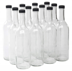 375 ml, 12 oz Clear Liberty Glass Liquor Bottle with Cork Finish w/Natural  Cork