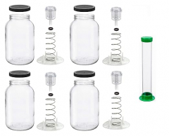 North Mountain Supply Vegetable Fermentation Kit with Pounder - Gallon Jar, Spring Weight with Press, 2-Piece Airlock, and Grommeted Black Plastic Lid - Set of 4