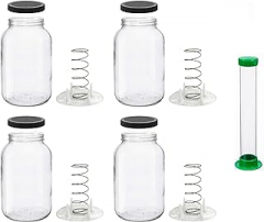 North Mountain Supply Vegetable Fermentation Kit with Pounder - Gallon Jar, Spring Weight with Press, and Black Plastic Lid - Set of 4