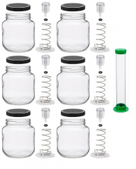 North Mountain Supply Vegetable Fermentation Kit with Pounder - Half Gallon Jar, Spring Weight with Press, 2-Piece Airlock, and Grommeted Black Plastic Lid - Set of 6
