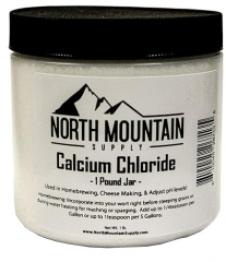 North Mountain Supply Food Grade Calcium Chloride Powder- Pure Original Ingredients, Kosher, and GMO Free - Used for Homebrewing, Cheese Making, and More - 1 Pound Jar