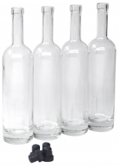 North Mountain Supply 1.75 Liter Clear Glass Jug with Handle and Black Plastic Tamper Evident Lids Case of 6