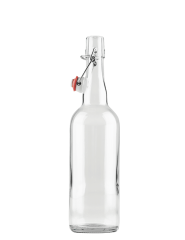 North Mountain Supply 750ml Clear Glass Flip Top Grolsch-Style Beer Brewing Fermenting Bottles - With Ceramic Swing Top Caps - Pressure Tested - Case of 12