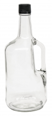 North Mountain Supply 1.75 Liter Clear Glass Jug With Handle and Black Plastic Tamper Evident Lid
