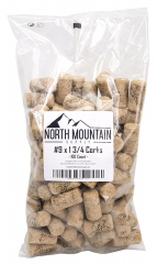 North Mountain Supply #9 Premium Natural Agglomerated Corks 15/16" x 1 3/4" - Bag of 100