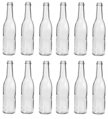 NMS Clear Glass Woozy Sauce Bottles 12 Ounce - Case of 12 - No Lids