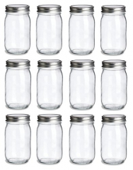 Clear 16 oz Clear Glass Mayo/ Economy Jars w/ Gold Metal Plastisol Lined  Caps