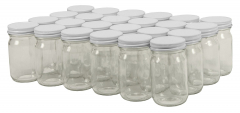 NMS 16 Ounce Glass Tall Straight Sided Mason Canning Jars - With 63mm Black  Plastic Lids - Case of 12