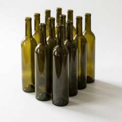 North Mountain Supply 500ml Antique Green Glass Bordelaise 'Torre' Wine Bottle Punt-Bottom BarTop Finish - Case of 12