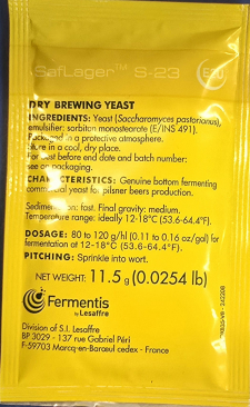 SafLager™ S-23 Dry Lager Yeast - 11.5 grams