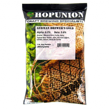 Hopunion Imported Hop Pellets 1 LB - For Beer Making - German Brewer's Gold
