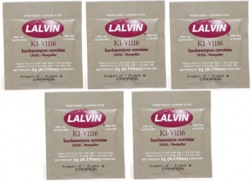 Lalvin K1V-1116 Active Freeze Dried Wine Yeast - 5 Pack