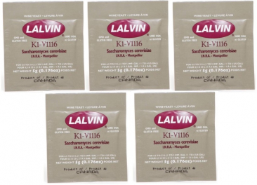 Lalvin K1V-1116 Active Freeze Dried Wine Yeast - 5 Pack