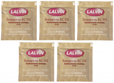 Lalvin RC-212 Bourgovin Active Freeze Dried Wine Yeast - 5 Pack