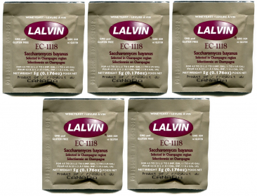 Lalvin EC-1118 Champagne Active Freeze Dried Wine Yeast - 5 Pack