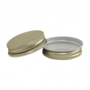 NMS 12 Ounce Glass Ring-Neck Sauce Bottle - With 38mm Gold Metal Lids - Case of 12