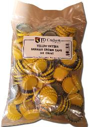 Beer Bottle Crown Caps - Oxygen Absorbing - 144 Pack - Yellow