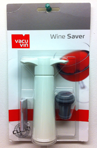 Vacu Vin Wine Saver Pump with 1 Vacuum Bottle Stopper - White