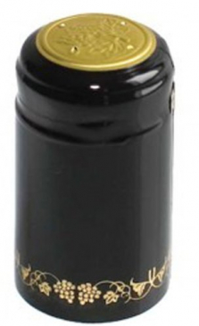 Black with Gold Grapes PVC Heat Shrink Capsules - Case of 8000